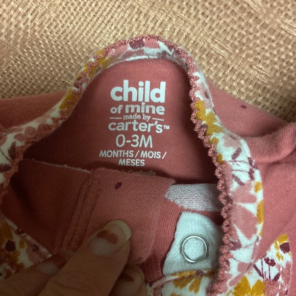 One piece footie pink with polka dots use for bedtime or cold days - Picture 2 of 3